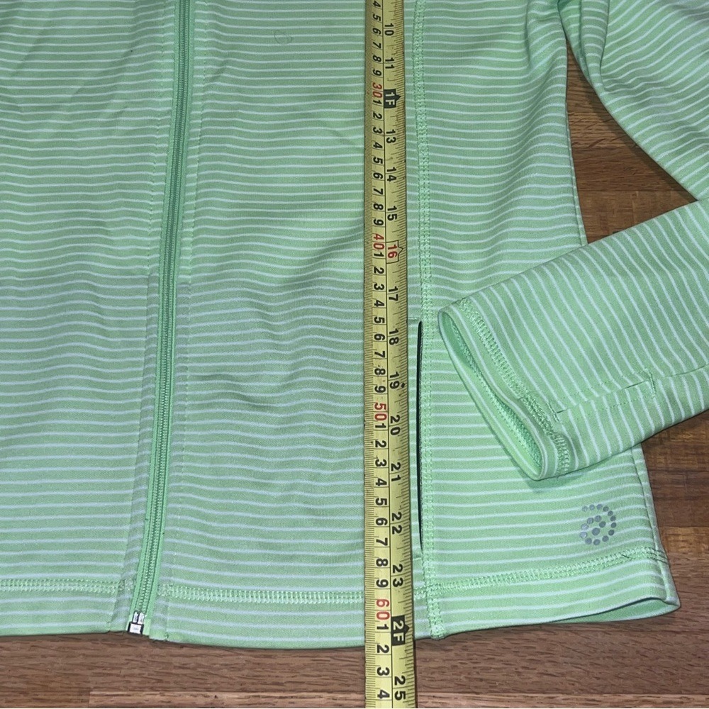 Be Inspired Women Lg Lime Green White Stripe Zip … - image 4
